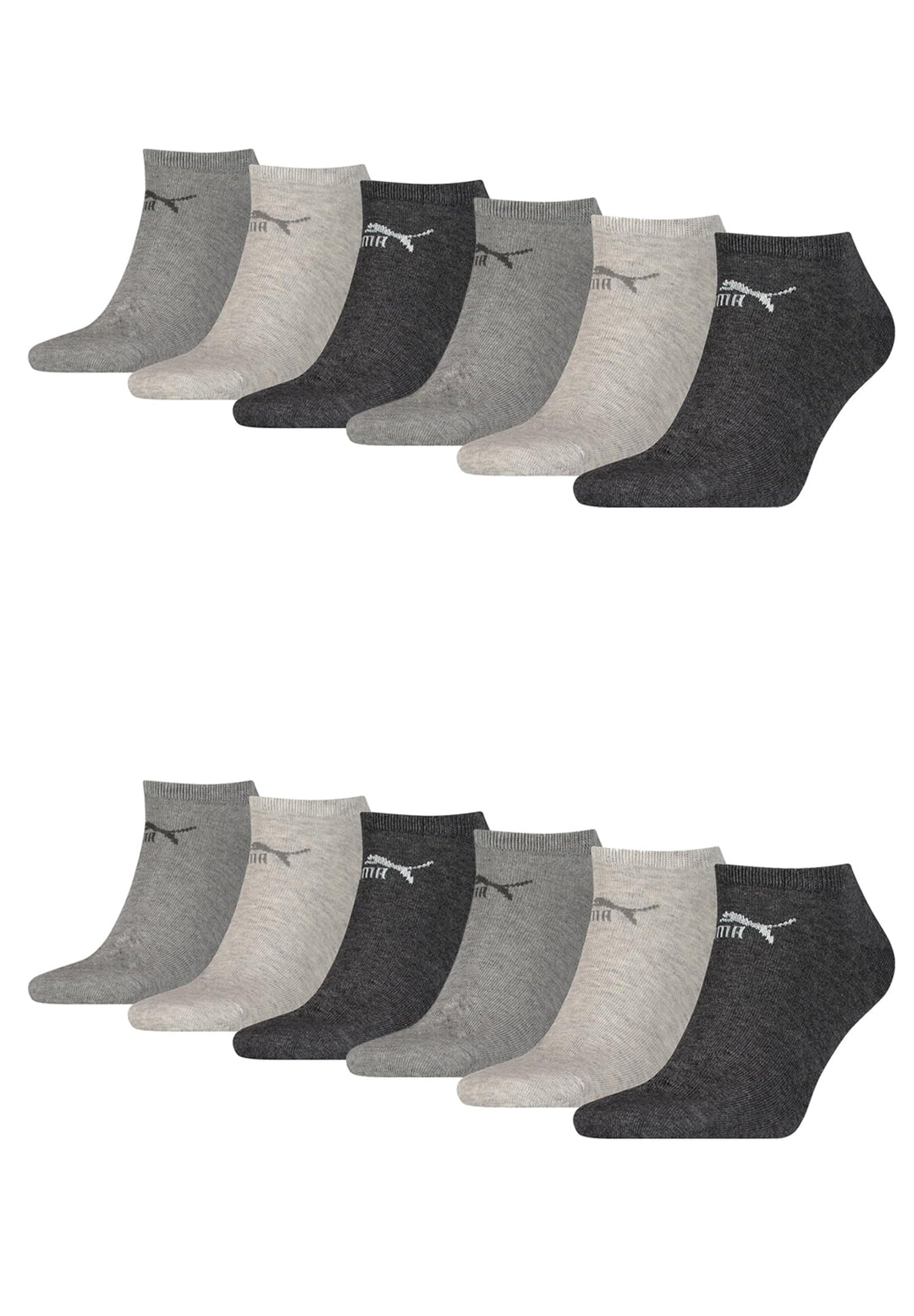 PUMA Unisex Sneaker Socken im Retro Design knöchelhoch für Damen Herren 12er Pack 35-38 800 - anthra
