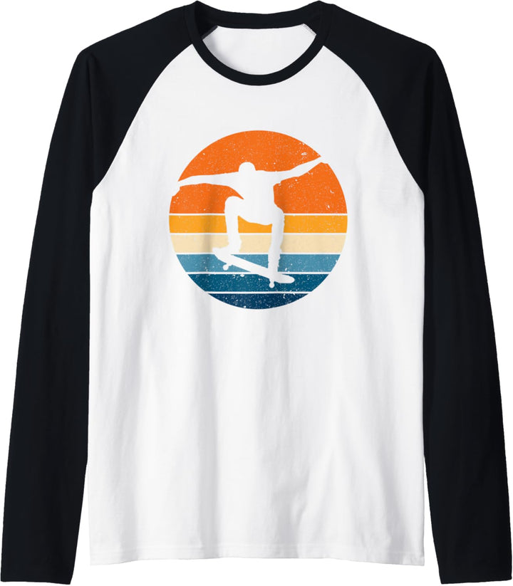 Skateboarding Sports Retro Vintages Raglan
