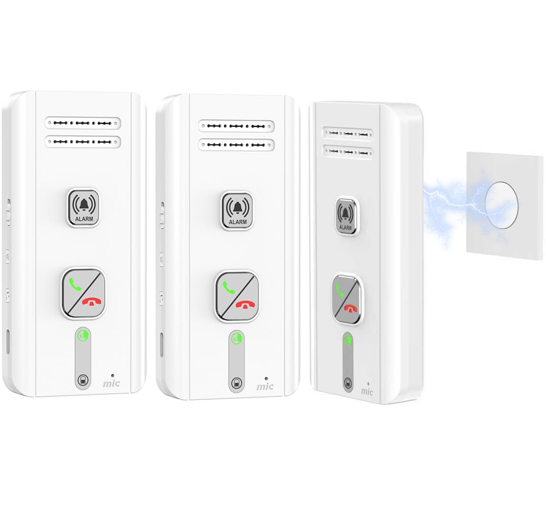 Gegensprechanlage Funk Kabellos 3er-Pack, 2-Wege-Gegensprechanlage (Weiss) | Kabelloses Intercom-Sys
