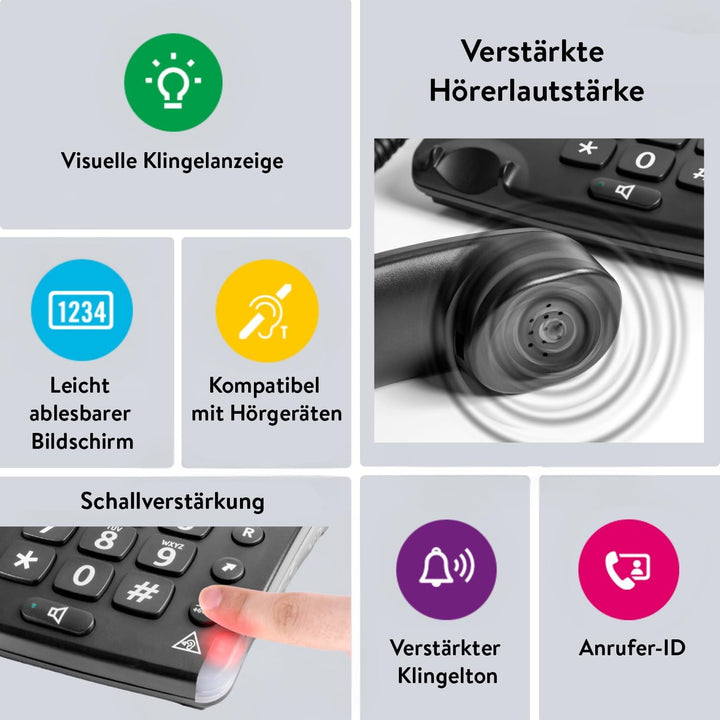 Doro 6377 Magna 4000 Schnurgebundenes Grosstastentelefon mit grossem hintergrundbeleuchtetem Display
