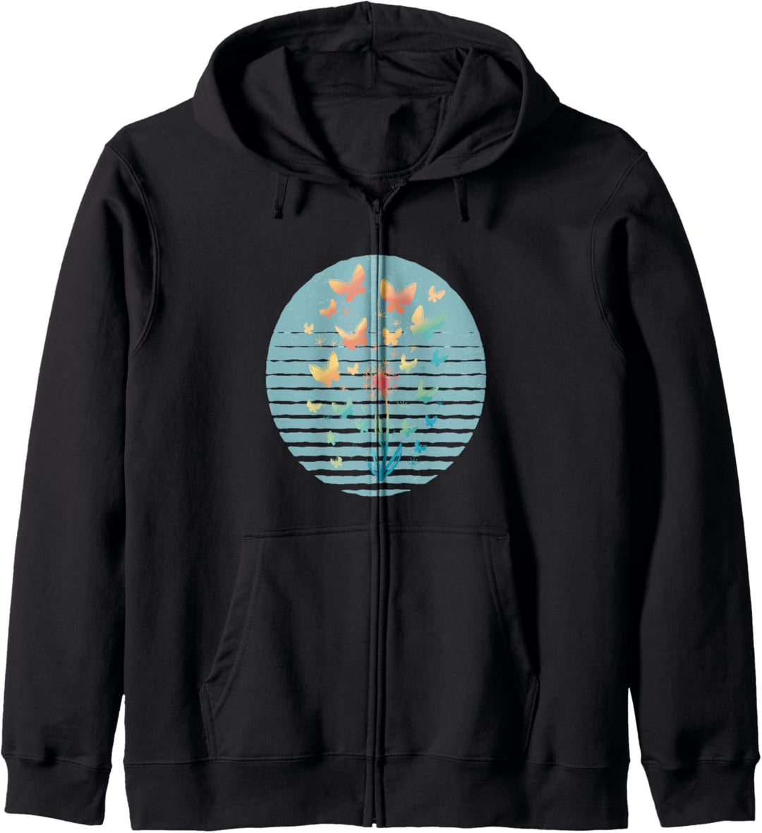 Bunte Schmetterlinge und Pusteblume Kapuzenjacke
