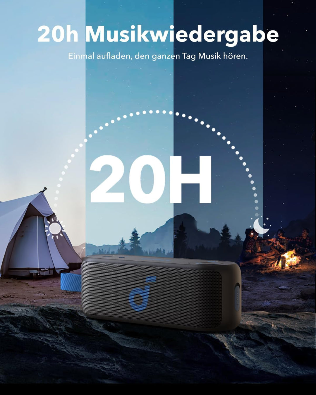 soundcore Boom 2 Pro Outdoor-Lautsprecher, 140W, 2+2 Kanäle, BassUp 2.0, 20h, IP68, RGB-Lichter, Pow