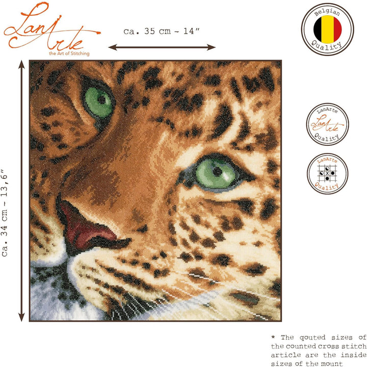 Lanarte Zählmusterpackung Leopard Aida Kreuzstichpackung, Baumwolle, Mehrfarbig, 35 x 34 x 0.3 cm, L