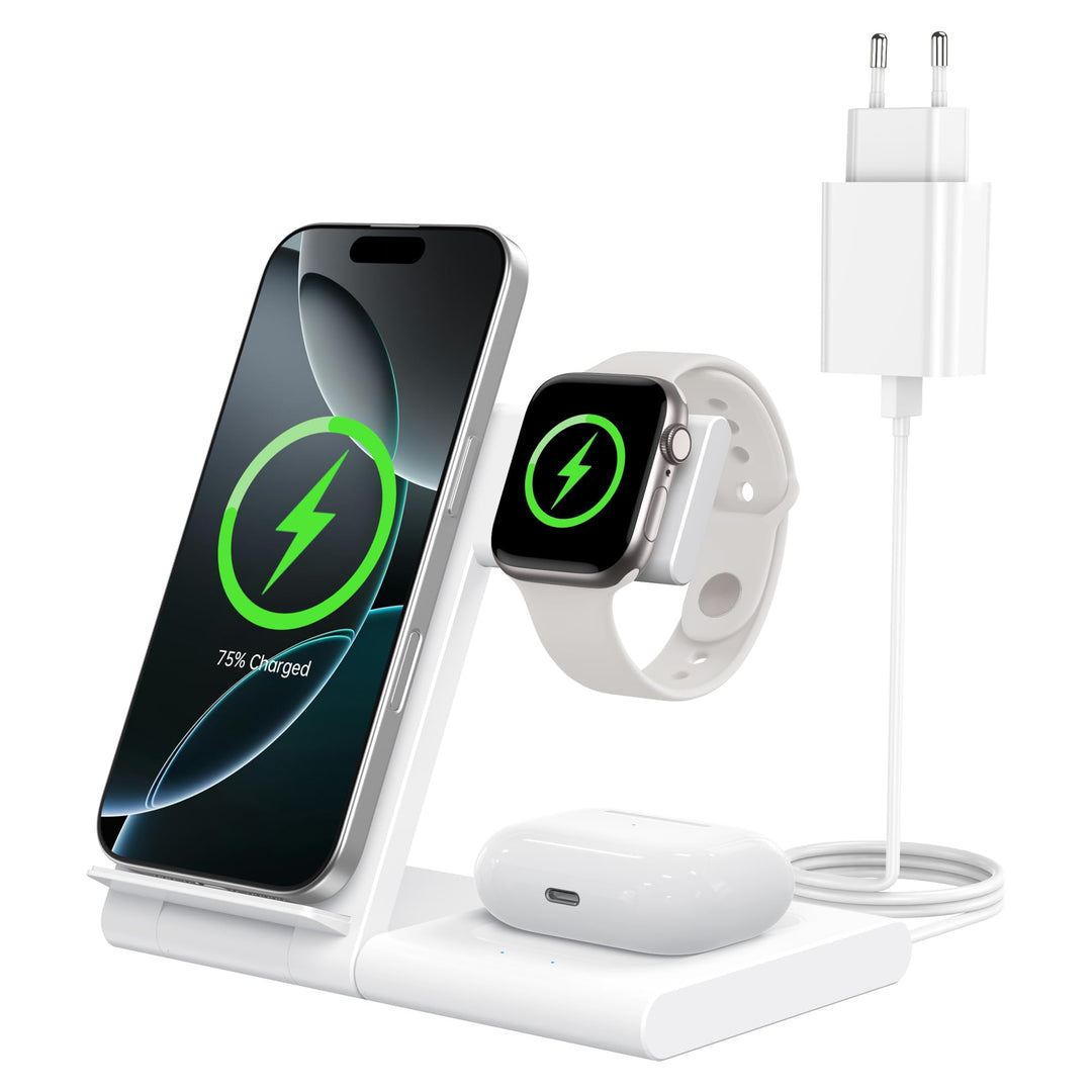 Ladestation Apple Watch und iPhone, 3 in 1 Ladestation für iPhone 17/16/15/14/13/12/11/Pro/Max/Plus,