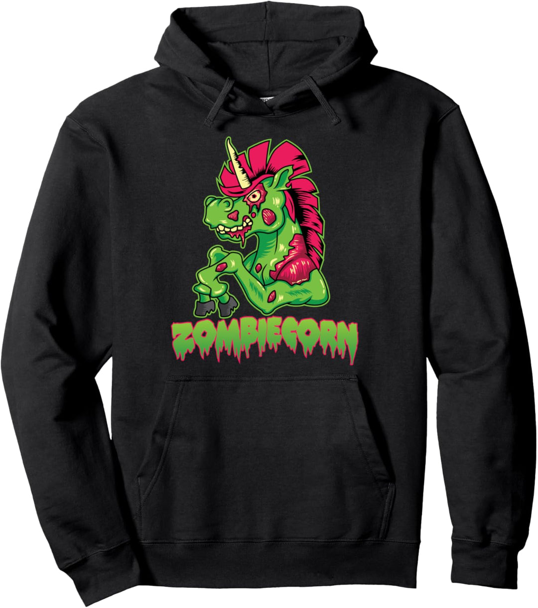 Zombie Unicorn Halloween Skull Gothic Goth Punk Zombiecorn Pullover Hoodie