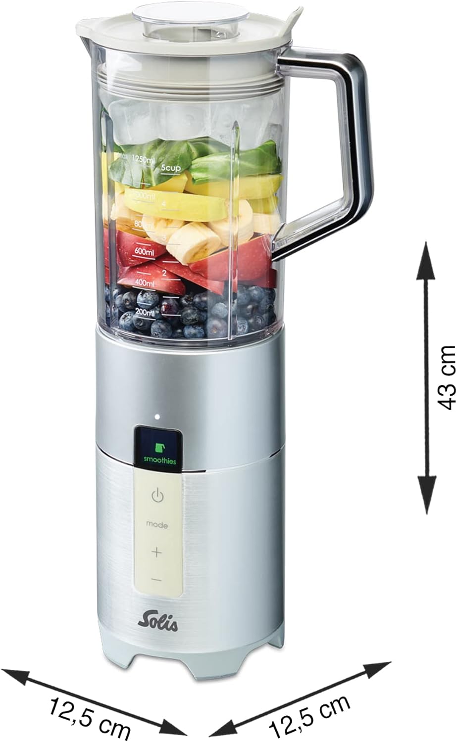 Solis Perfect Blender Pro Slim 8327 - Smoothie Maker aus Edelstahl - Mit Reinigungsfunktion - Mit Ei