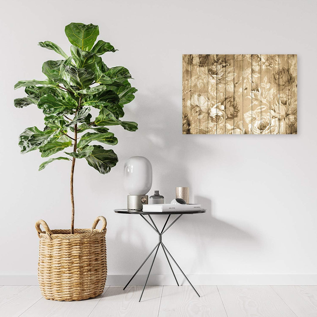 Feeby Leinwandbild Blumen Bild Kunstdruck rustikal Braun 70x50 cm Leinwandbild 70x50 cm Braun_a, Lei