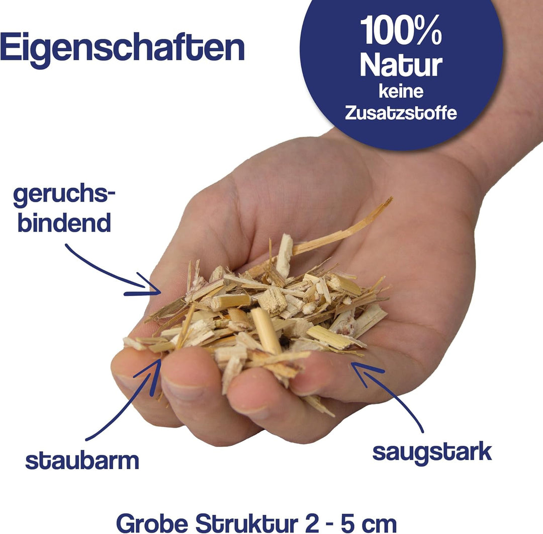 Bio Miscanthus Einstreu grob - Staubarm &amp; Saugstark - Einstreu für Kleintiere wie Kaninchen, Meersch