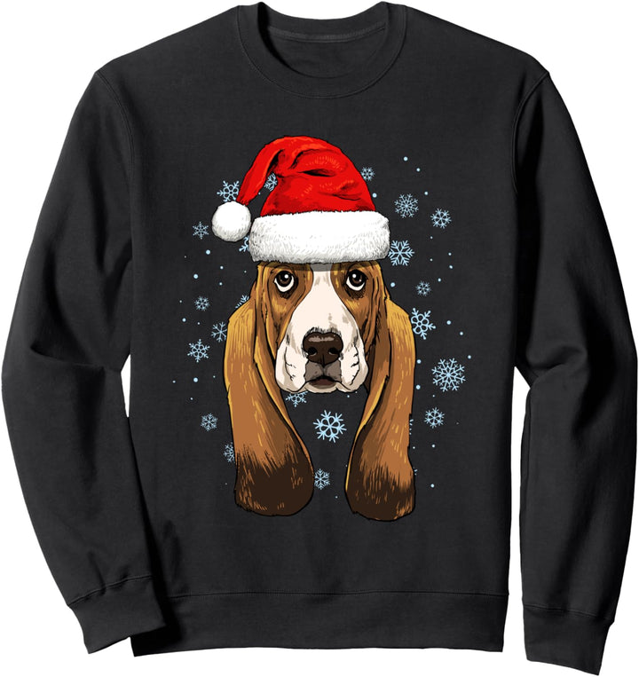 Weihnachtsmannmütze für Jungen und Mädchen, Motiv: Basset Hound Sweatshirt