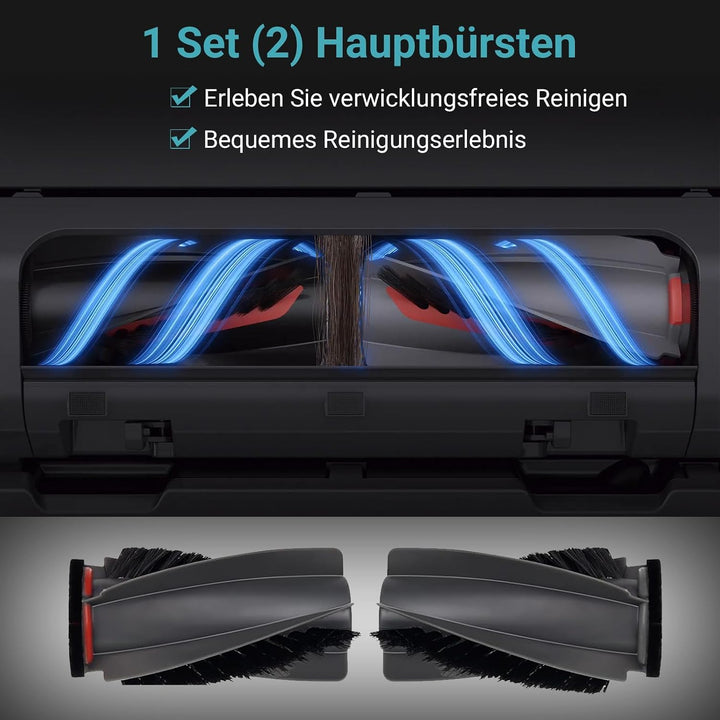 26 Stück Zubehör für Eufy Omni E25/Omni E28 Saugroboter | 1 Paar Hauptbürsten,2 Roller-Wischtücher,4