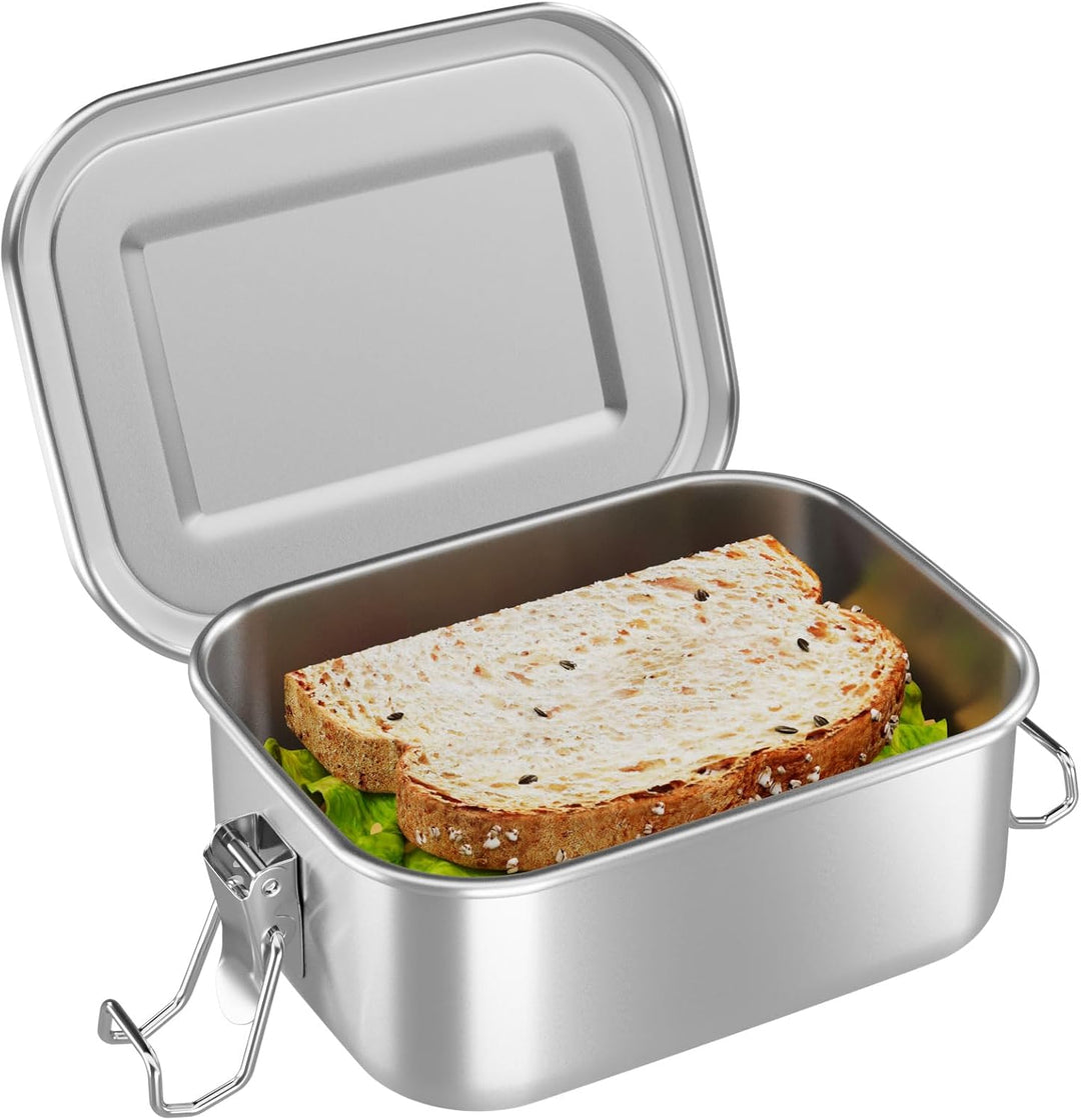 WELLGRO Edelstahl Dosen eckig - 550ml 850ml 1400ml 2400ml auslaufsicher Metall Brotdose Lunchbox, Ka
