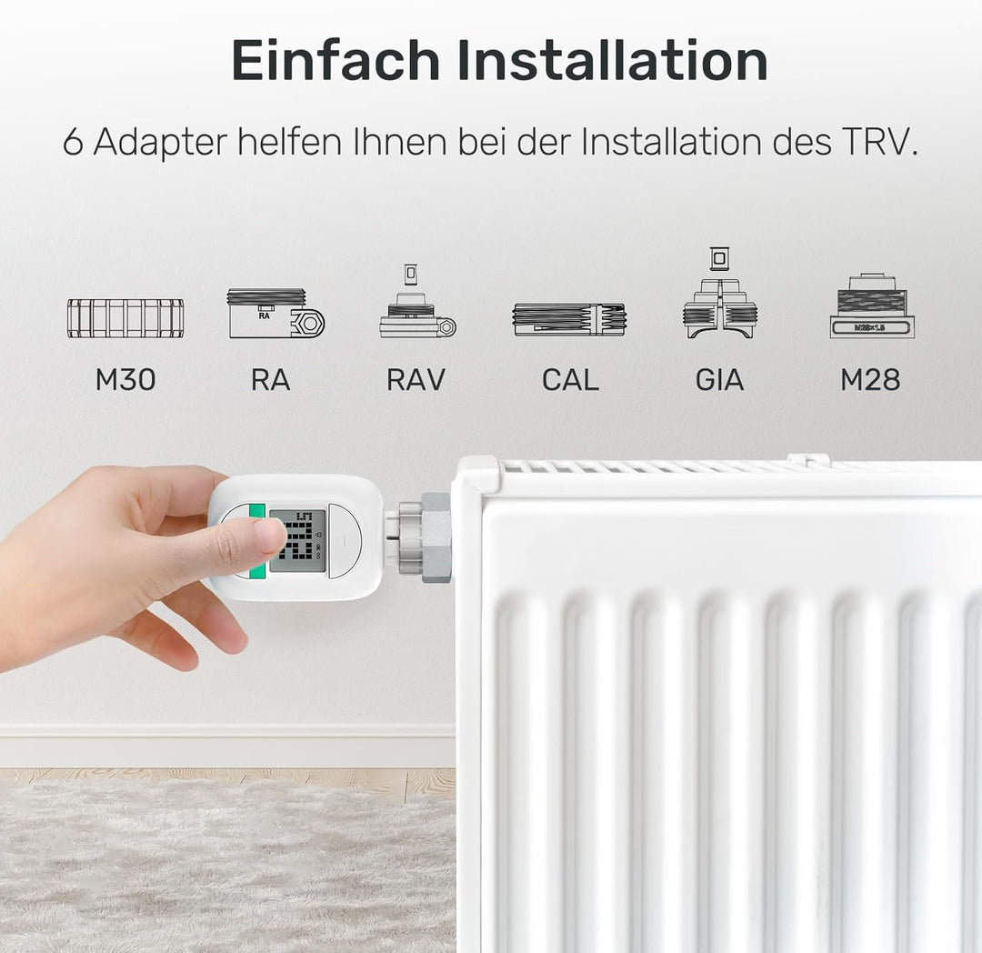 Winees Smart Heizkörperthermostat 3-teilig, mit Zeitplan, Fern-/Sprachsteuerung, Heizungsthermostat