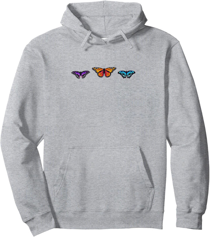Butterfly Colorful Cute Minimal Aesthetic Teen Girls Women Pullover Hoodie