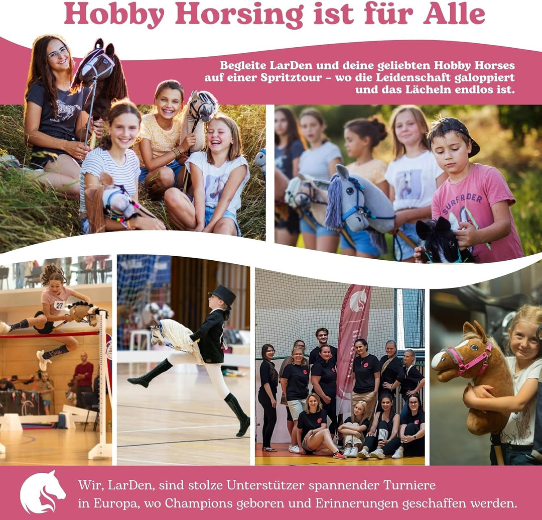 LarDen Hobby Horse Zubehör SeilSet - Halfter mit Zügel &amp; Halsring für Grösse M Steckenpferd - Dunkel