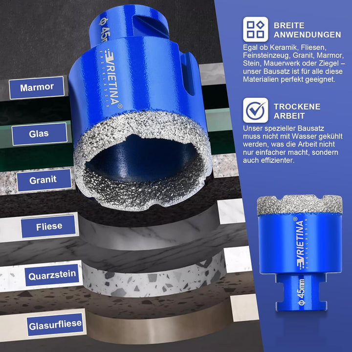 82mm Diamant Fliesenbohrer M14 Diamantbohrer Glasbohrer Nass- / Trocken Fliesenbohrkrone für Winkels