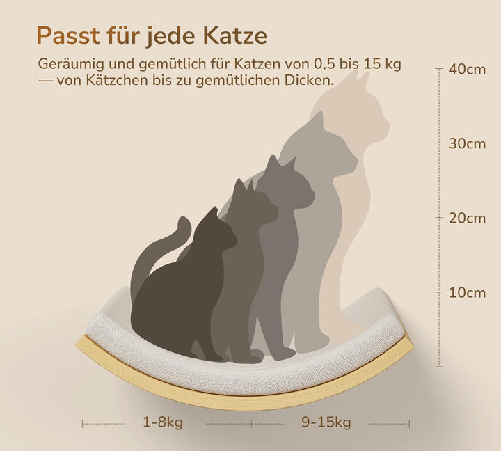 Katzen Kletterwand, Katzentreppe Wand Set mit 2 Stufen Quadratischer & Gebogenen Plattformen, Wandmo