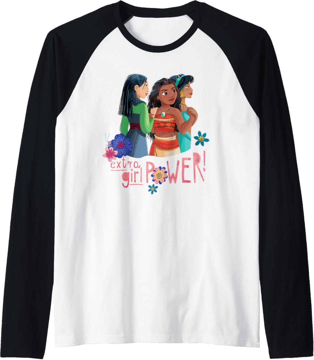 Disney Princess Mulan, Vaiana, Jasmine Extra Girl Power! Raglan