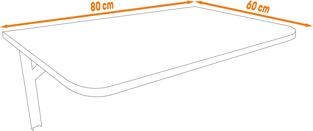 AKKE 80x60 | Wandklapptisch mit abgerundete Ecken Klapptisch Wandtisch Küchentisch Schreibtisch Kind