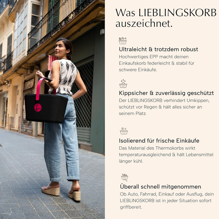 LIEBLINGSKORB Original Black Türkis - inkl. Deckel, Einlegeboden und Transportring - ultraleichter,