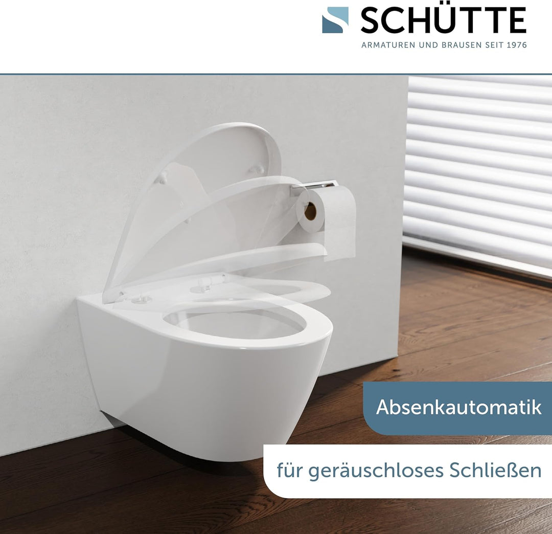 SCHÜTTE WC-Sitz passend zu Geberit Renova, Laufen Moderna, mit Absenkautomatik made in EU, Abnehmbar