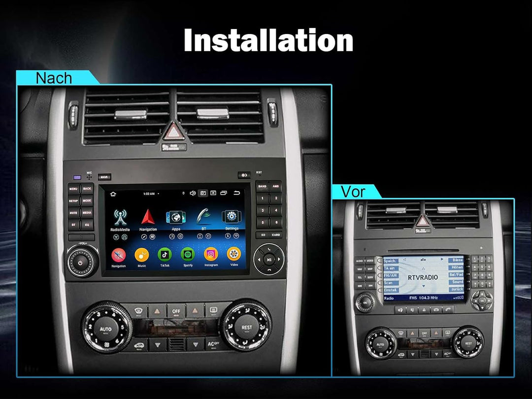 Erisin 7 Zoll 8-Kern 4GB+64GB Android 16 Autoradio Bluetooth GPS Navi für Mercedes A-Klasse W169 B-K