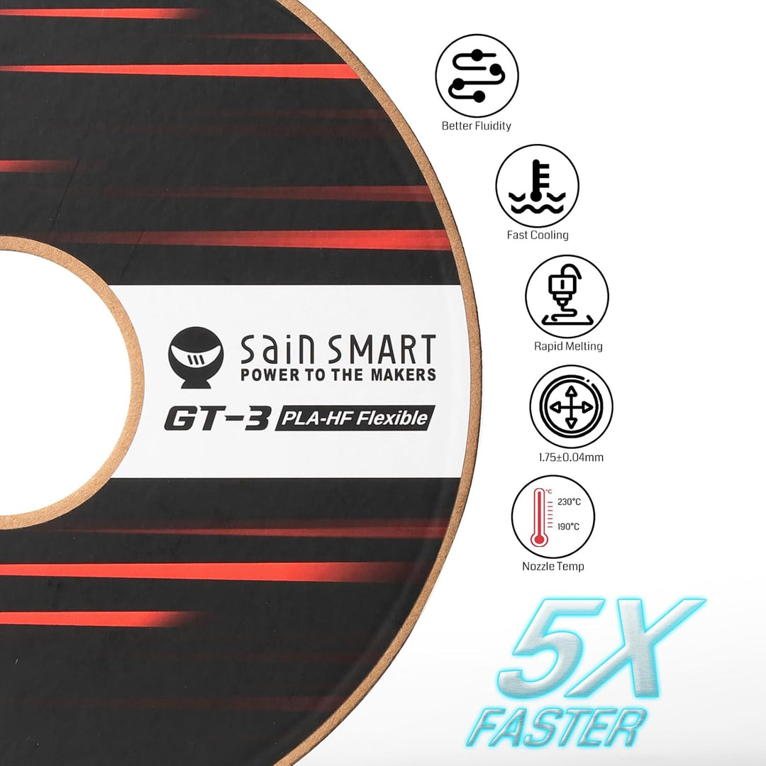 SainSmart GT-3 Flexibles PLA-Filament mit hoher Fliessfähigkeit, 1,75 mm, 3D-Druckerfilament mit hoh