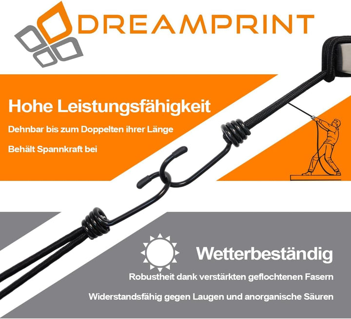 Expanderschlinge mit Haken Schwarz 6 mm 25 cm 50, 25 cm 50