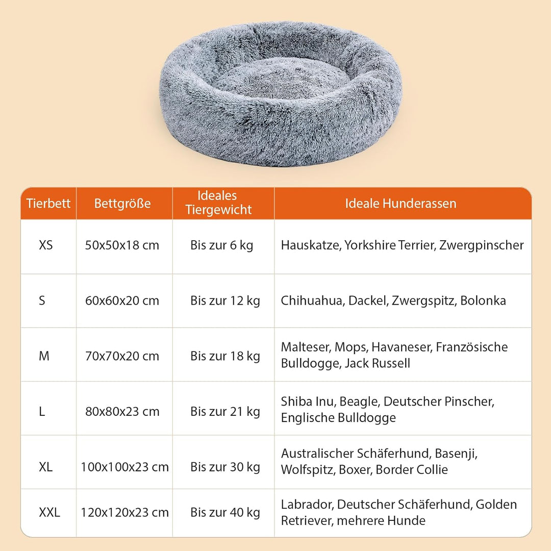 Hundebett Katzenbett 50 cm Waschbar flauschig orthopädische Hundebetten grosse und kleine Hunde Katz