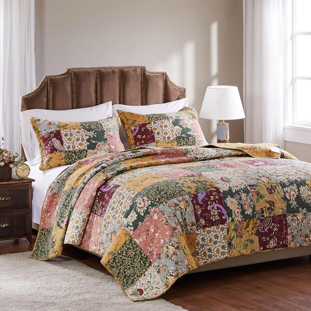 Greenland Home Patchwork-Bettwäsche-Set, 100 % Baumwolle, Patchwork-Design, Doppelbett, XL, Mehrfarb