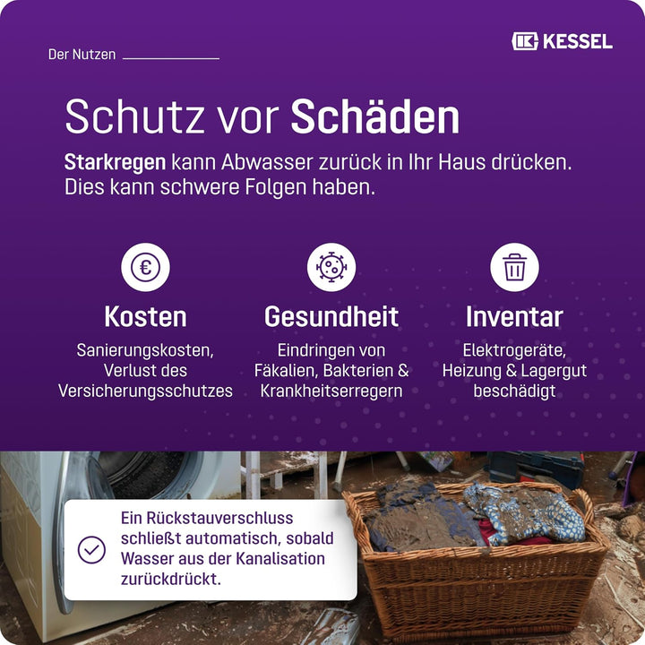 Kessel 73070 Rückstauverschluss Staufix für Abwasser, DN 70