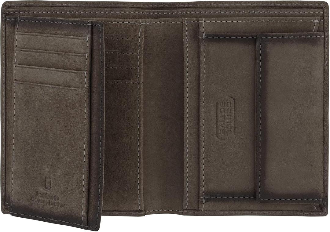 camel active bags Dallas Herren Geldbörse RFID Hochformat Leder Mittelgross Grau Grey, Grey