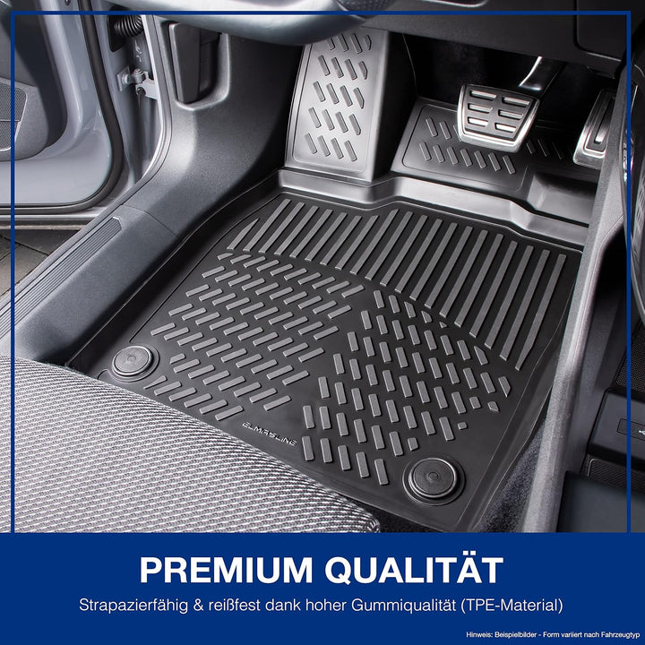 ELMASLINE 3D Gummimatten Set für Hyundai Tucson 1. Gen. 2004-2010 | Fussmatten Set mit hohem Rand -