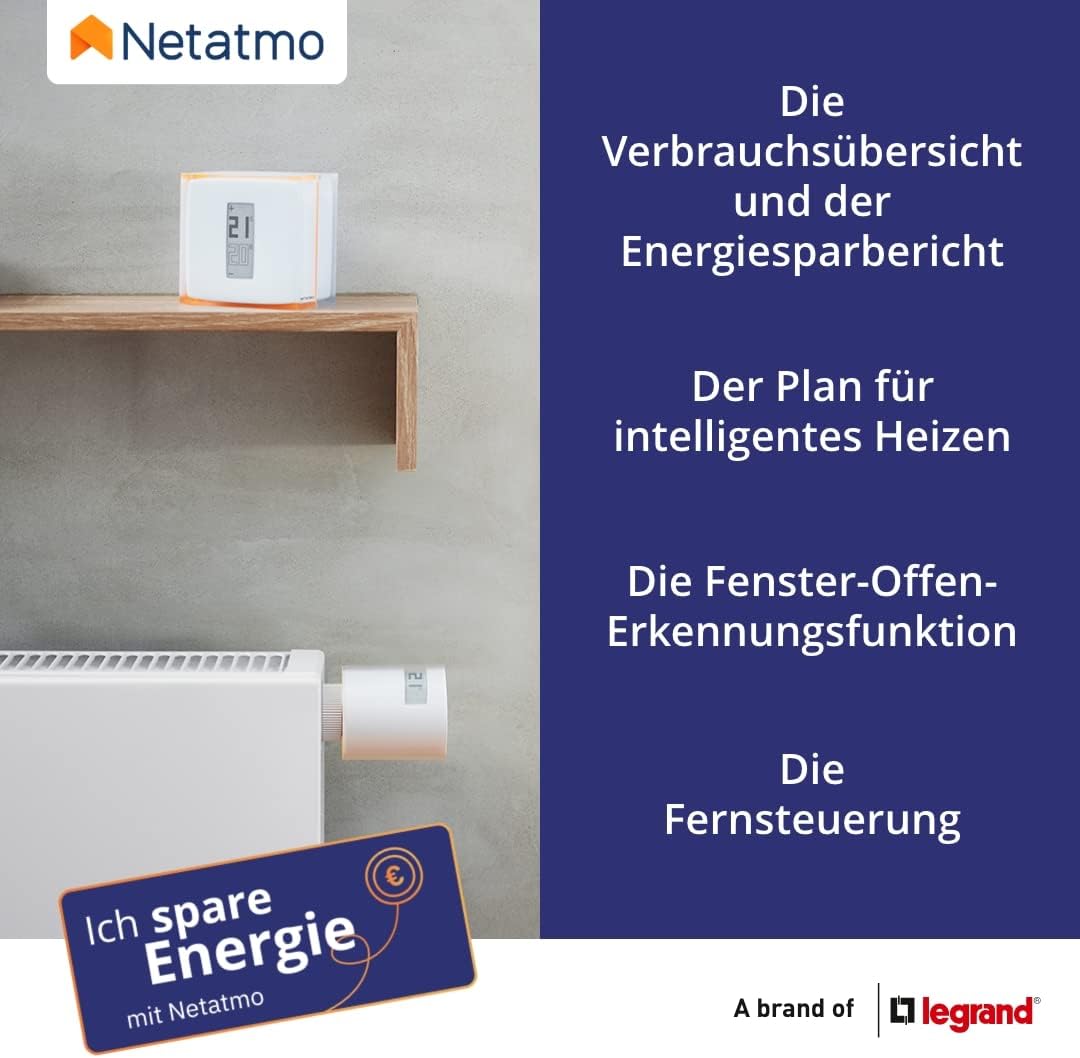 Netatmo Smart Thermostat Zur Steuerung von Heizungsanlagen, NTH01-DE-EC, Orange, Weiss Smartes
