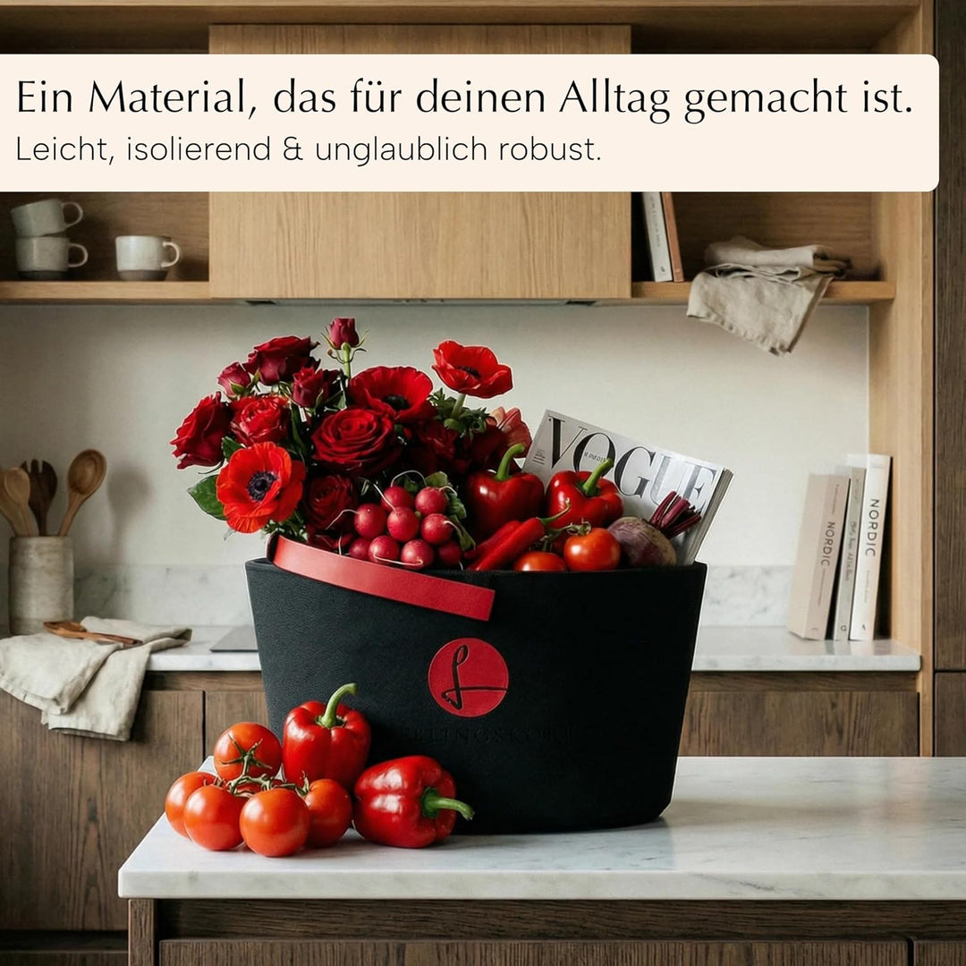 Lieblingskorb Plus deep black (oliv) Einkaufskorb und Thermobox in einem, inklusive Deckel, isoliert