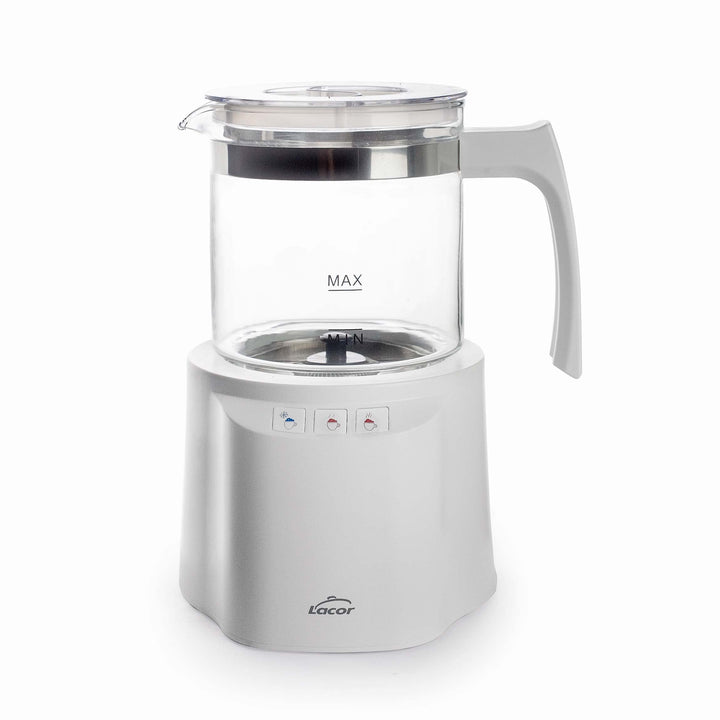 LACOR 69398 Mann 3-in-1 Milchaufschäumer mit Behälter, Edelstahlboden, luftdichter Deckel und ergono