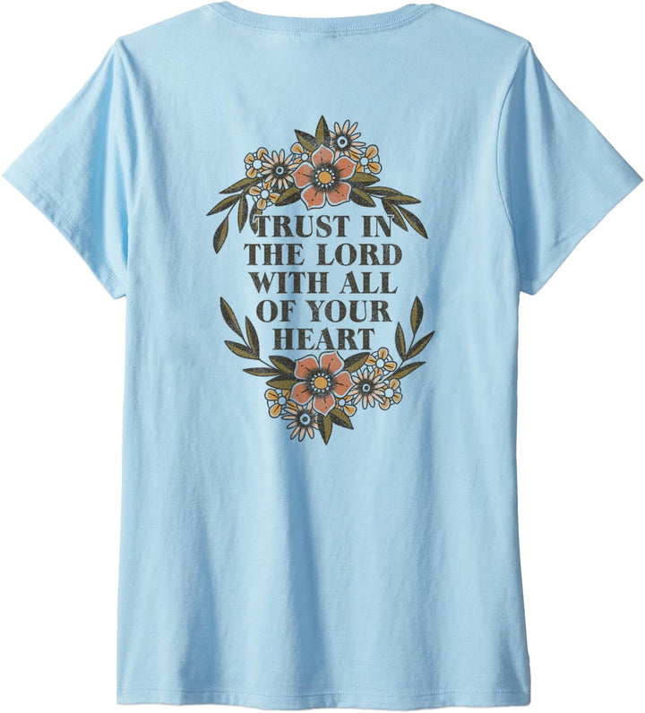 Damen Trendy Proverbs 3:5-6 Trust In The Lord With All Your Heart T-Shirt mit V-Ausschnitt
