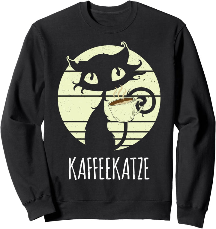 Kaffeekatze Süsse Retro Kaffee Katze Sonnenuntergang Katzen Sweatshirt