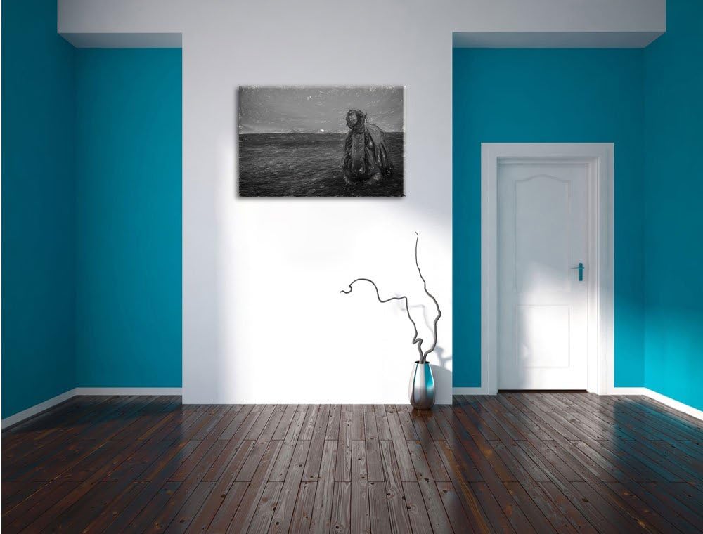 Pixxprint Kamel in ägyptischer Wüste als Leinwandbild/Grösse: 100x70 / Wandbild/Kunstdruck/fertig be