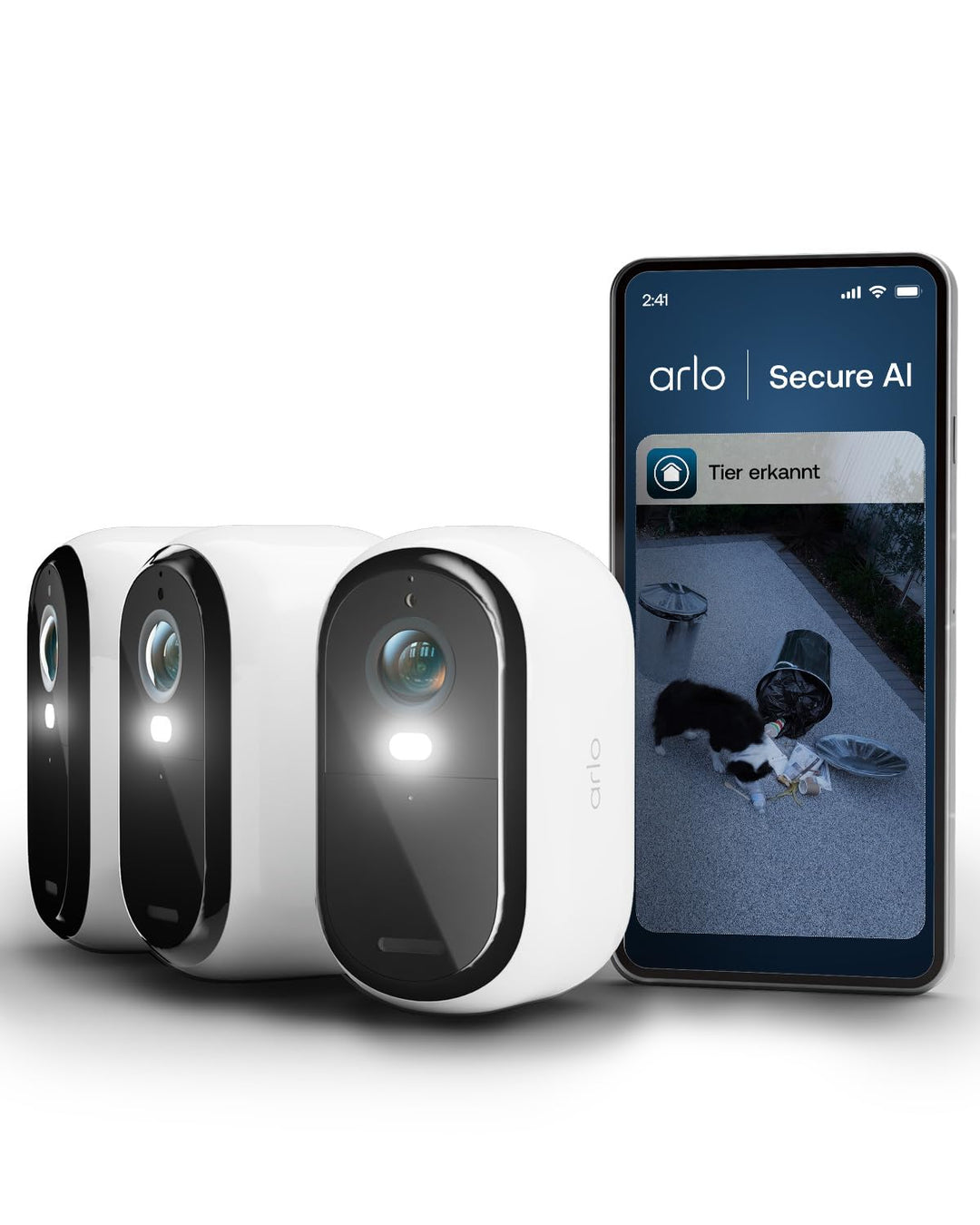 Arlo Essential 3 HD Akku Überwachungskamera Aussen WLAN, Kabellos, 1080p Video, Farbnachtsicht, Lich