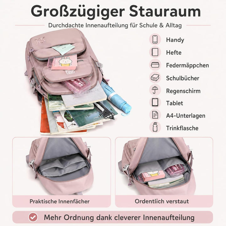 JANSBEN Schulrucksack jungen mädchen teenager schultasche Wasserdicht Rucksack Damen herren schulran