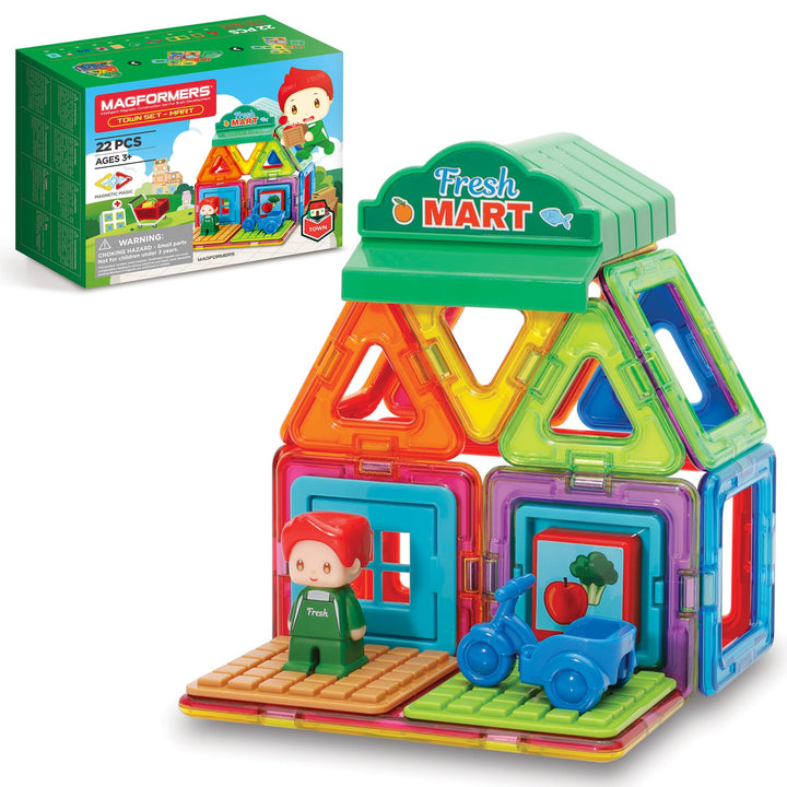 MAGFORMERS Town Minimarket Set. Magnetic Building Blocks Make Different Shops with Play Character. S
