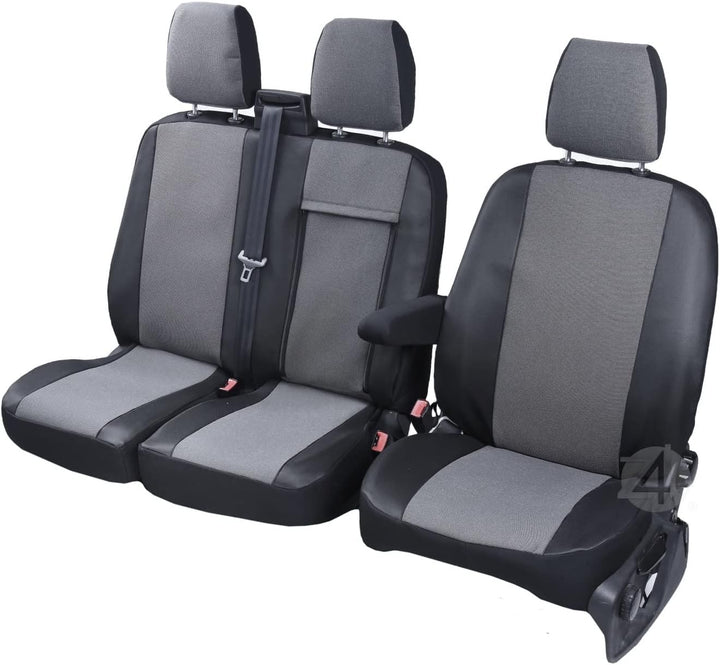 Kegel-Blazusiak Sitzbezüge für Ford Transit ab 2014 und ab 2019, Schwarz, Grau, Polyester, Chiffon,