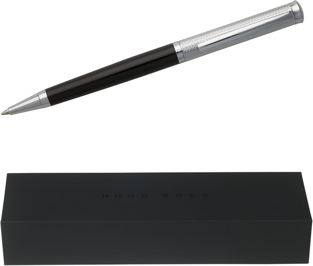 Hugo BossKugelschreiber Sophisticated Diamond, 136 mm Länge // 10 mm Durchmesser Schwarz Chrom, Schw
