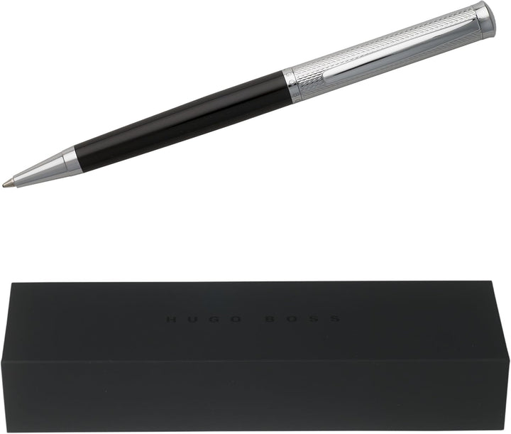Hugo BossKugelschreiber Sophisticated Diamond, 136 mm Länge // 10 mm Durchmesser Schwarz Chrom, Schw