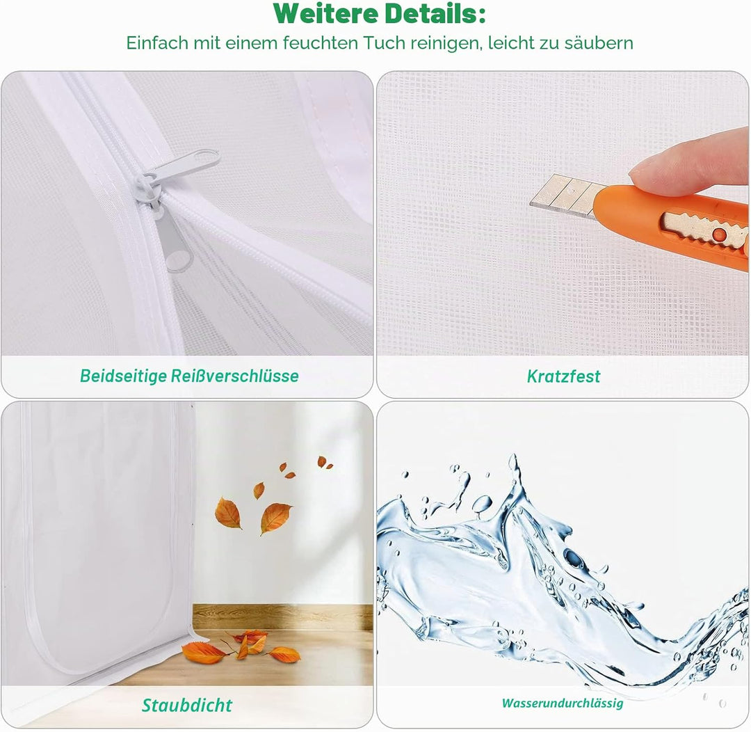 MYPIN Verbesserte Katzengittertür 80x208cm, haustiersichere Gittertür mit beidseitigem Reissverschlu
