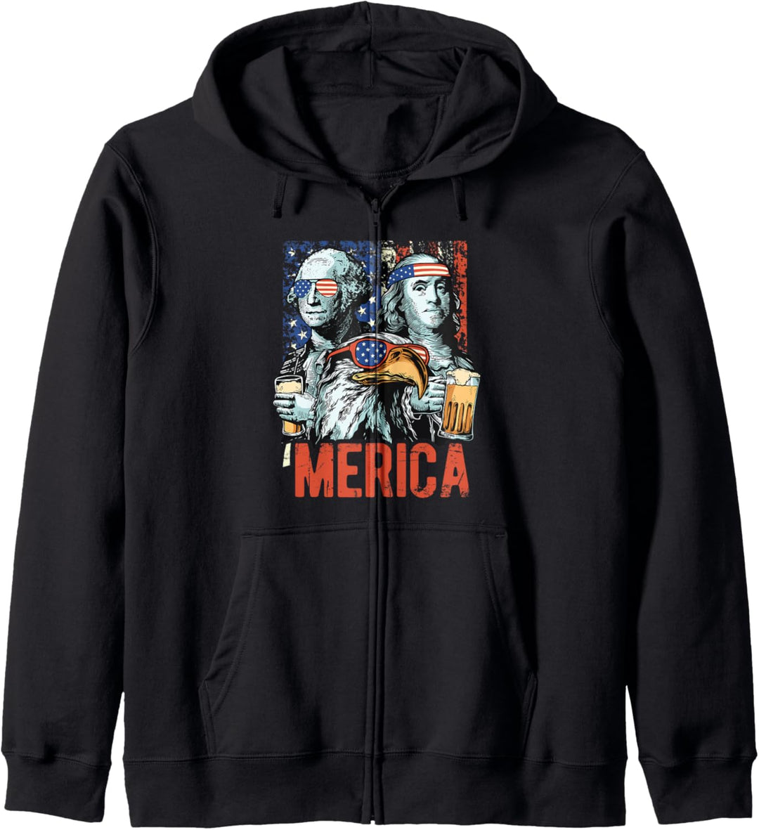 Patriotische Merica George Washington Amerikanische Flagge 4 Kapuzenjacke