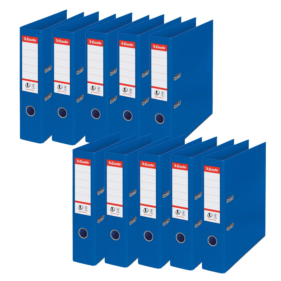 Esselte Ordner breit, DIN A4, 10er Pack, 7,5 cm Rückenbreite, Kunststoff-Ordner, Blau, Vivida, 81135