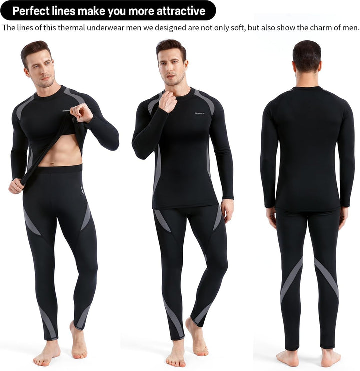 Thermounterwäsche Herren, Skiunterwäsche Winter Thermowäsche Set Funktionsunterwäsche Warm Weich Fun