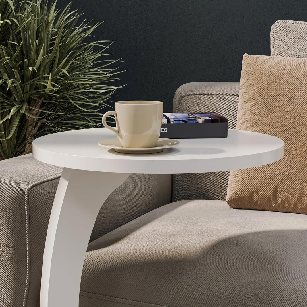 Tubibu C Form Kleiner Beistelltisch, Runder Tisch als Ablagefläche für Couch und Sofa mit Rollen, Ro
