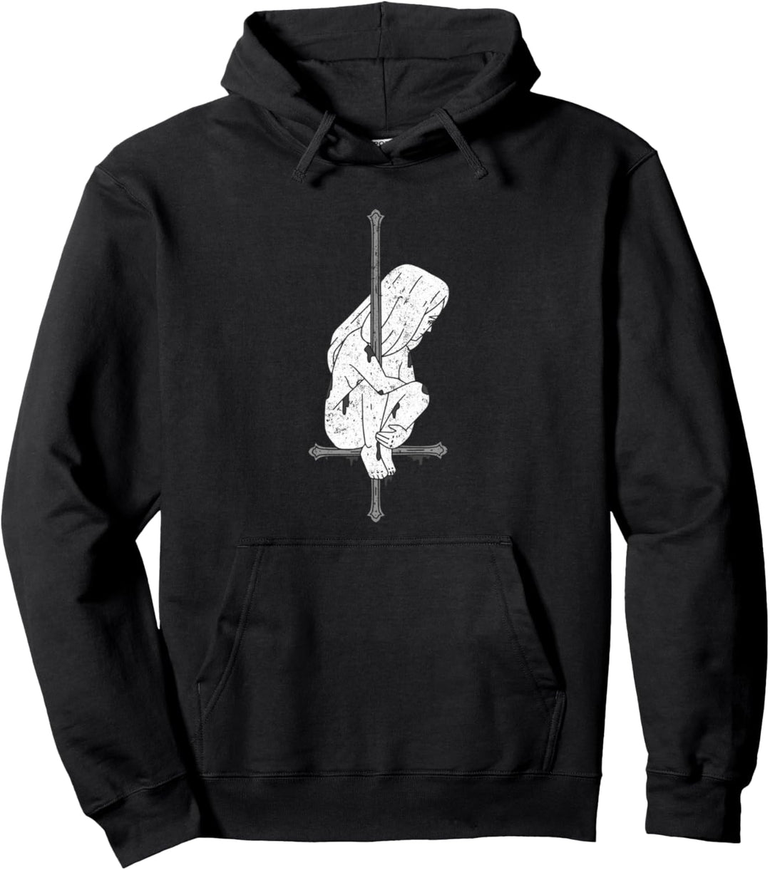Alt Goth Girl Umgekehrtes Kreuz Emo Hexerei Okkult Pullover Hoodie